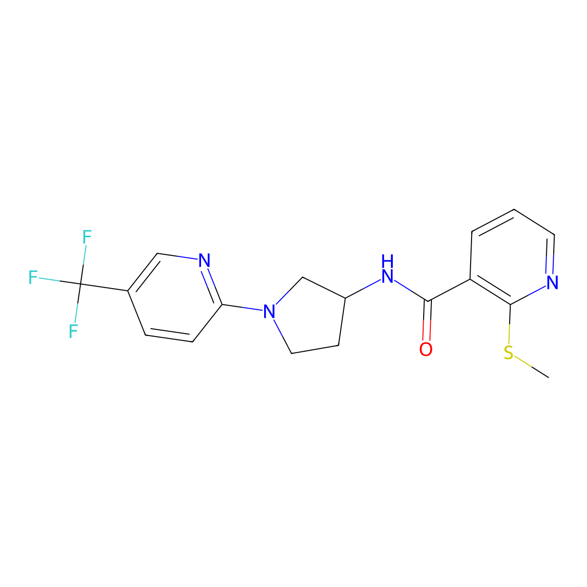 2-(methylthio)-N-(1-(5-(trifluoromethyl)pyridin-2-yl)pyrrolidin-3-yl)nicotinamide molecular structure, CAS 2034251-10-8