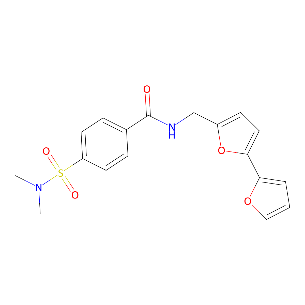 N-([2,2'-bifuran]-5-ylmethyl)-4-(N,N-dimethylsulfamoyl)benzamide molecular structure, CAS 2034251-11-9
