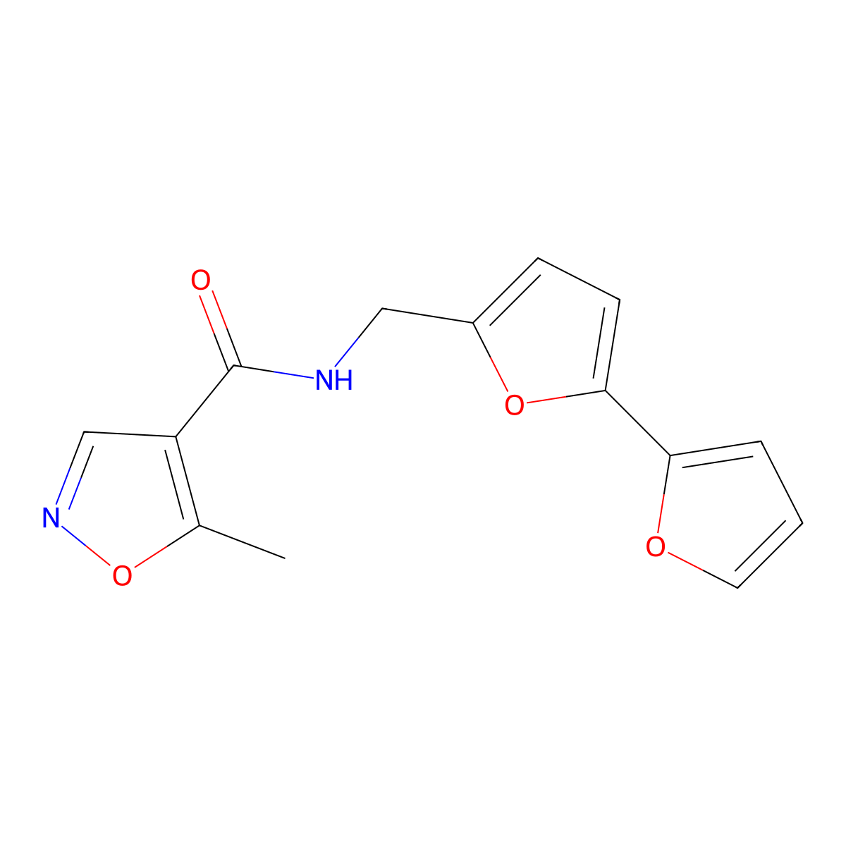 N-([2,2'-bifuran]-5-ylmethyl)-5-methylisoxazole-4-carboxamide molecular structure, CAS 2034251-18-6