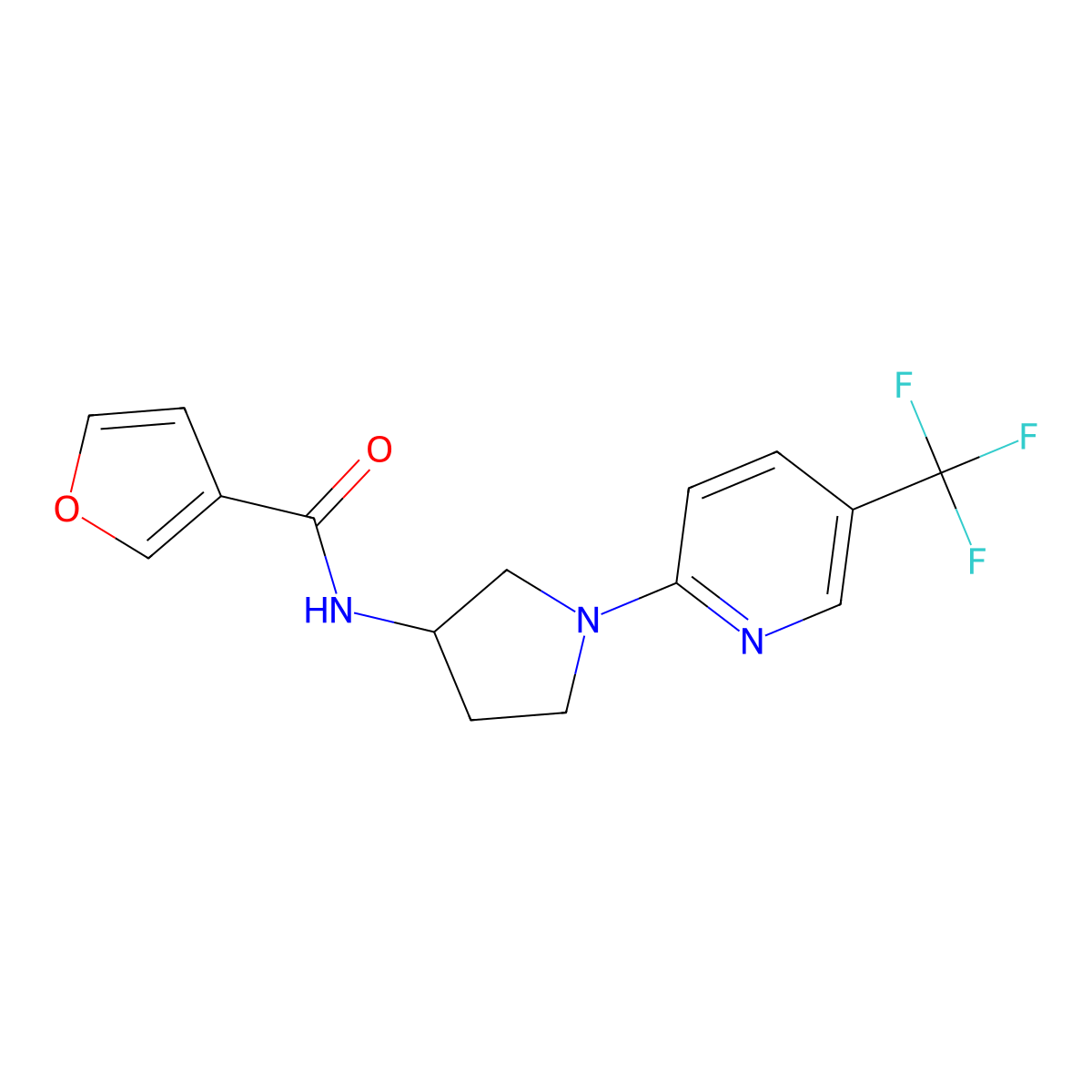 N-{1-[5-(trifluoromethyl)pyridin-2-yl]pyrrolidin-3-yl}furan-3-carboxamide molecular structure, CAS 2034251-20-0