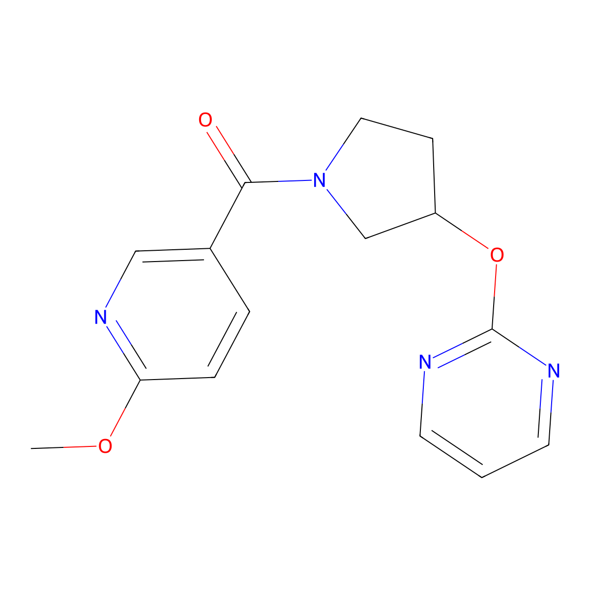 (6-Methoxypyridin-3-yl)(3-(pyrimidin-2-yloxy)pyrrolidin-1-yl)methanone molecular structure, CAS 2034251-22-2