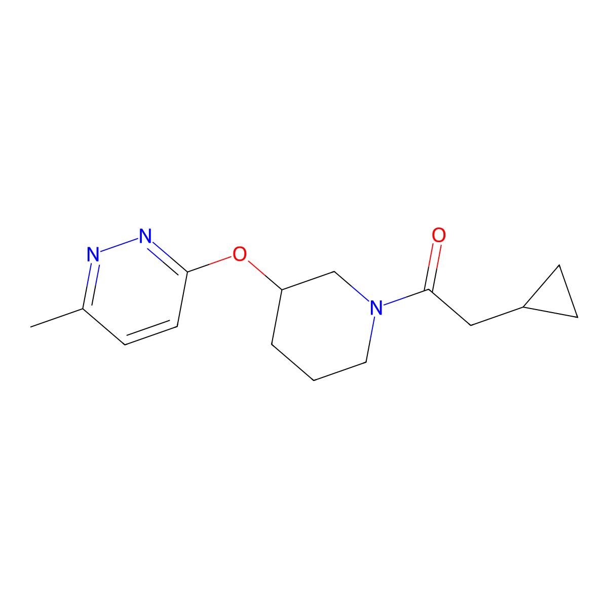 2-Cyclopropyl-1-(3-((6-methylpyridazin-3-yl)oxy)piperidin-1-yl)ethanone molecular structure, CAS 2034251-25-5