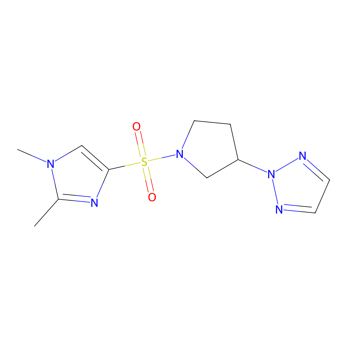 2-{1-[(1,2-dimethyl-1H-imidazol-4-yl)sulfonyl]pyrrolidin-3-yl}-2H-1,2,3-triazole molecular structure, CAS 2034251-27-7