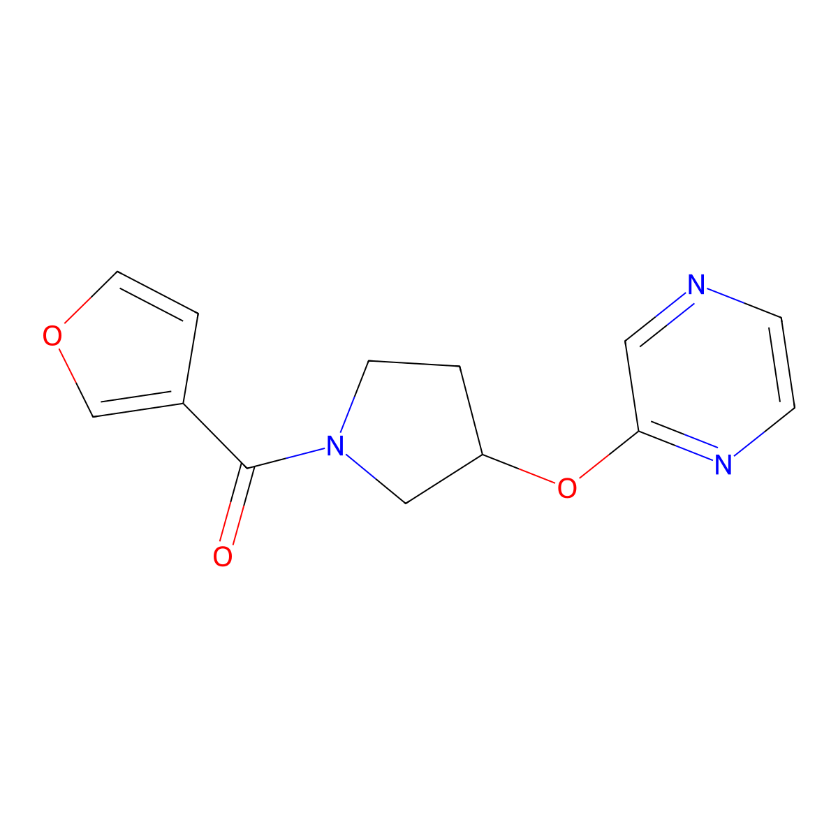 Furan-3-yl(3-(pyrazin-2-yloxy)pyrrolidin-1-yl)methanone molecular structure, CAS 2034251-28-8