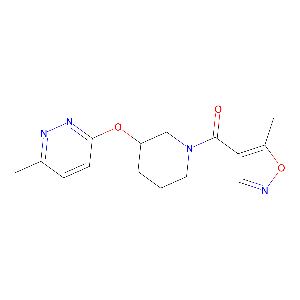 (5-Methylisoxazol-4-yl)(3-((6-methylpyridazin-3-yl)oxy)piperidin-1-yl)methanone molecular structure, CAS 2034251-29-9