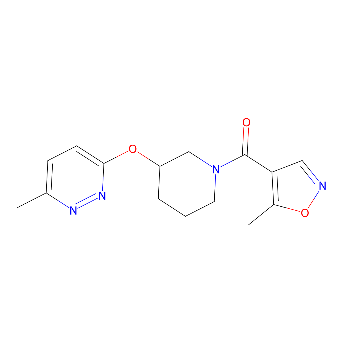 (5-Methylisoxazol-4-yl)(3-((6-methylpyridazin-3-yl)oxy)piperidin-1-yl)methanone molecular structure, CAS 2034251-29-9