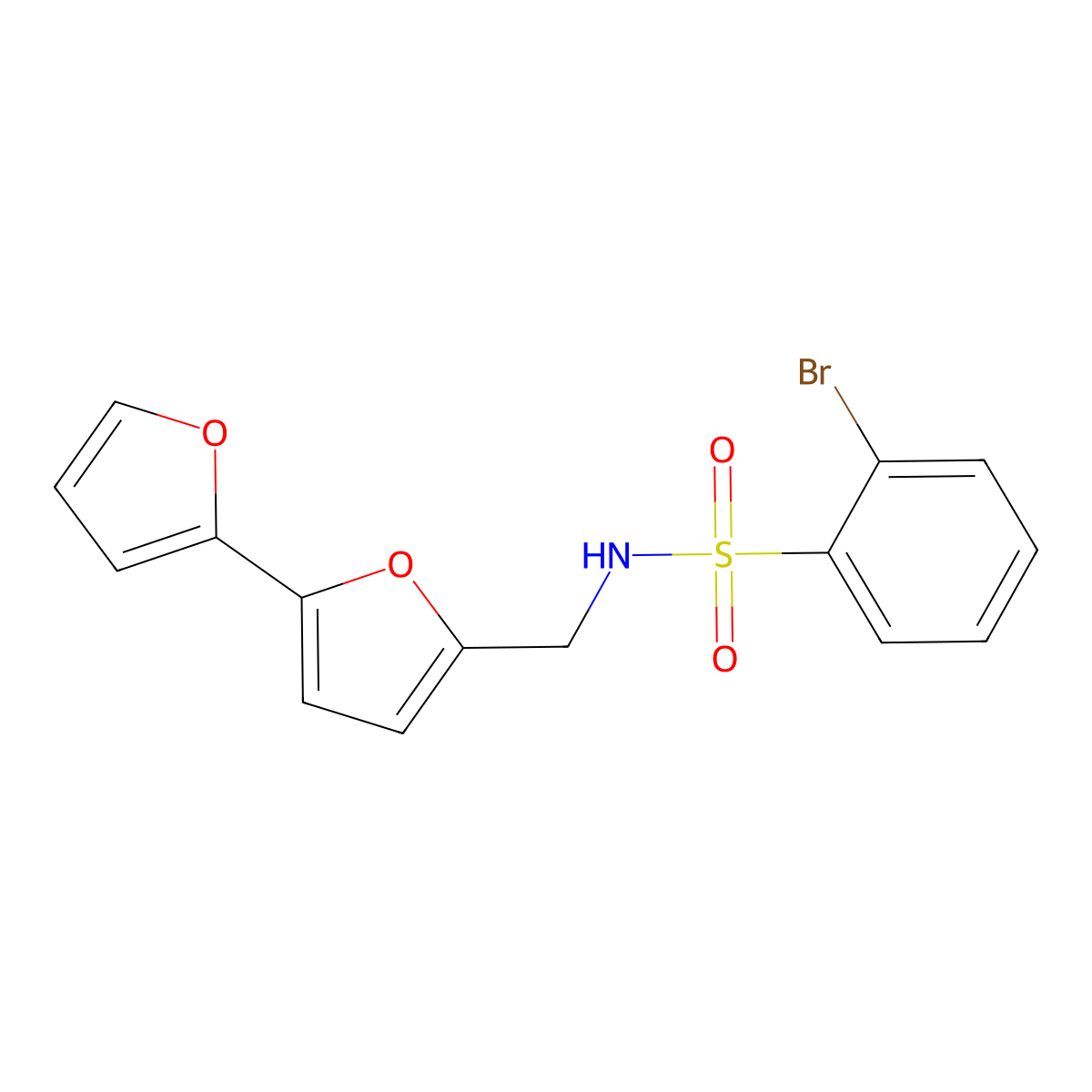 N-([2,2'-bifuran]-5-ylmethyl)-2-bromobenzenesulfonamide molecular structure, CAS 2034251-36-8