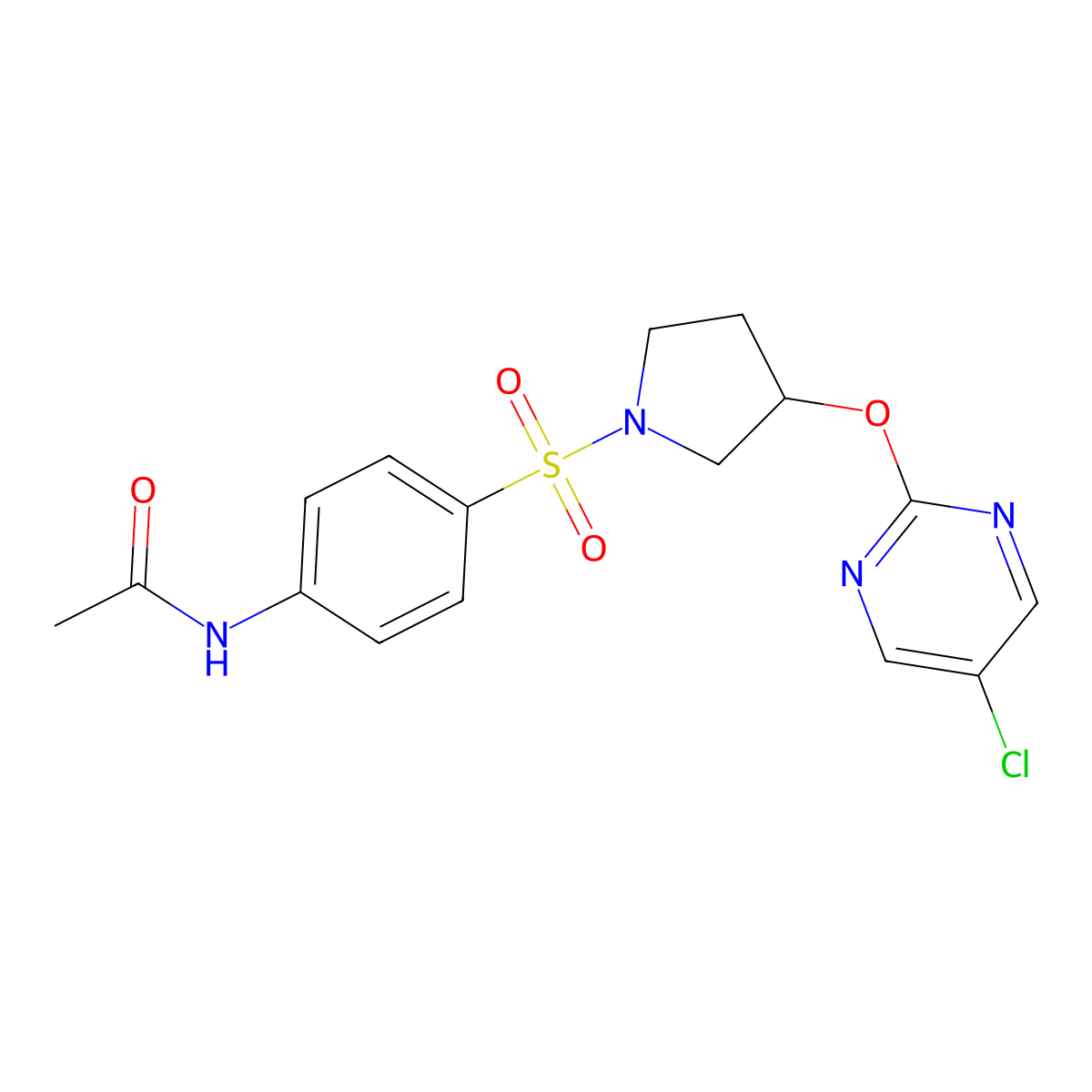 N-(4-((3-((5-chloropyrimidin-2-yl)oxy)pyrrolidin-1-yl)sulfonyl)phenyl)acetamide molecular structure, CAS 2034251-37-9