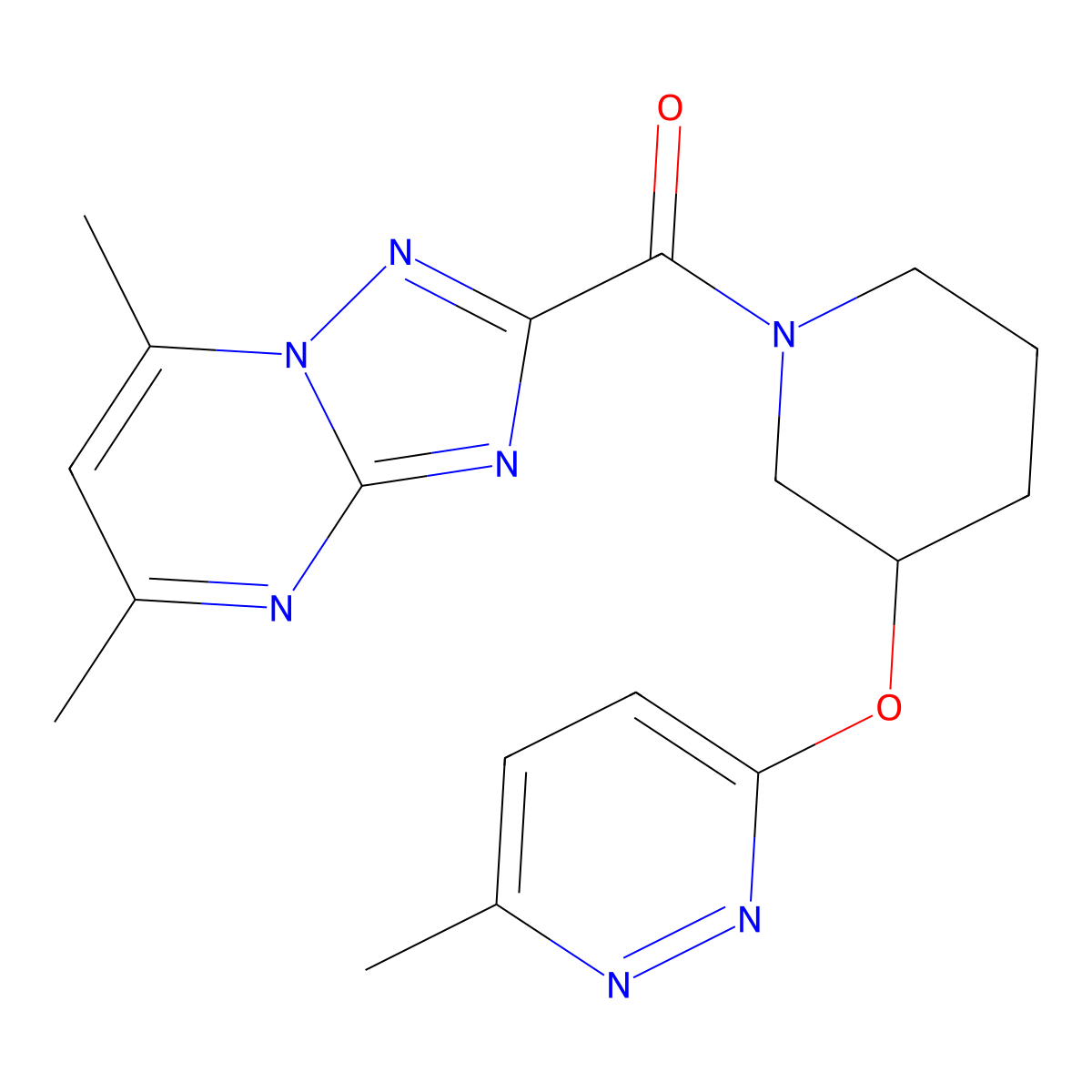 (5,7-Dimethyl-[1,2,4]triazolo[1,5-a]pyrimidin-2-yl)(3-((6-methylpyridazin-3-yl)oxy)piperidin-1-yl)methanone molecular structure, CAS 2034251-39-1