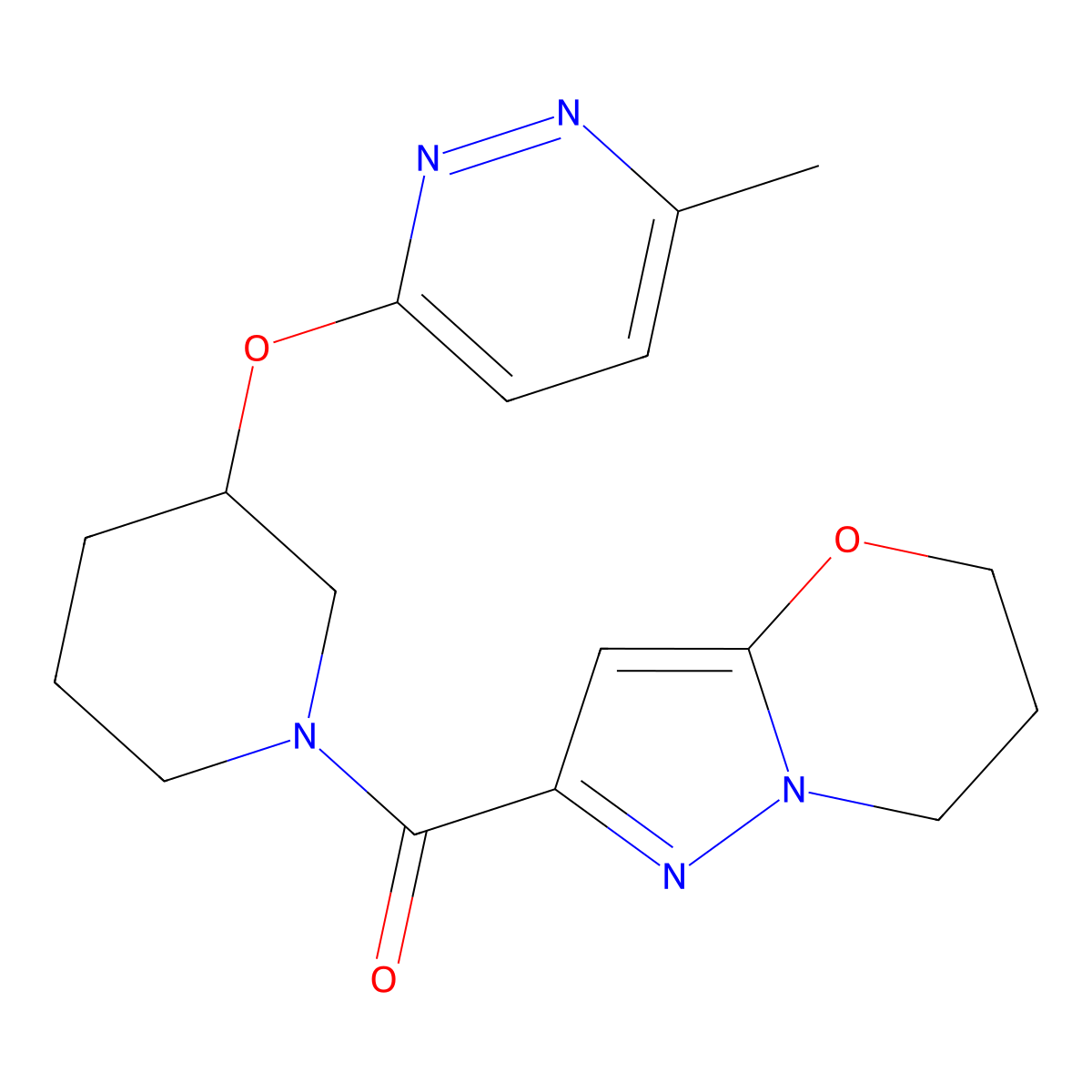 (6,7-dihydro-5H-pyrazolo[5,1-b][1,3]oxazin-2-yl)(3-((6-methylpyridazin-3-yl)oxy)piperidin-1-yl)methanone molecular structure, CAS 2034251-42-6