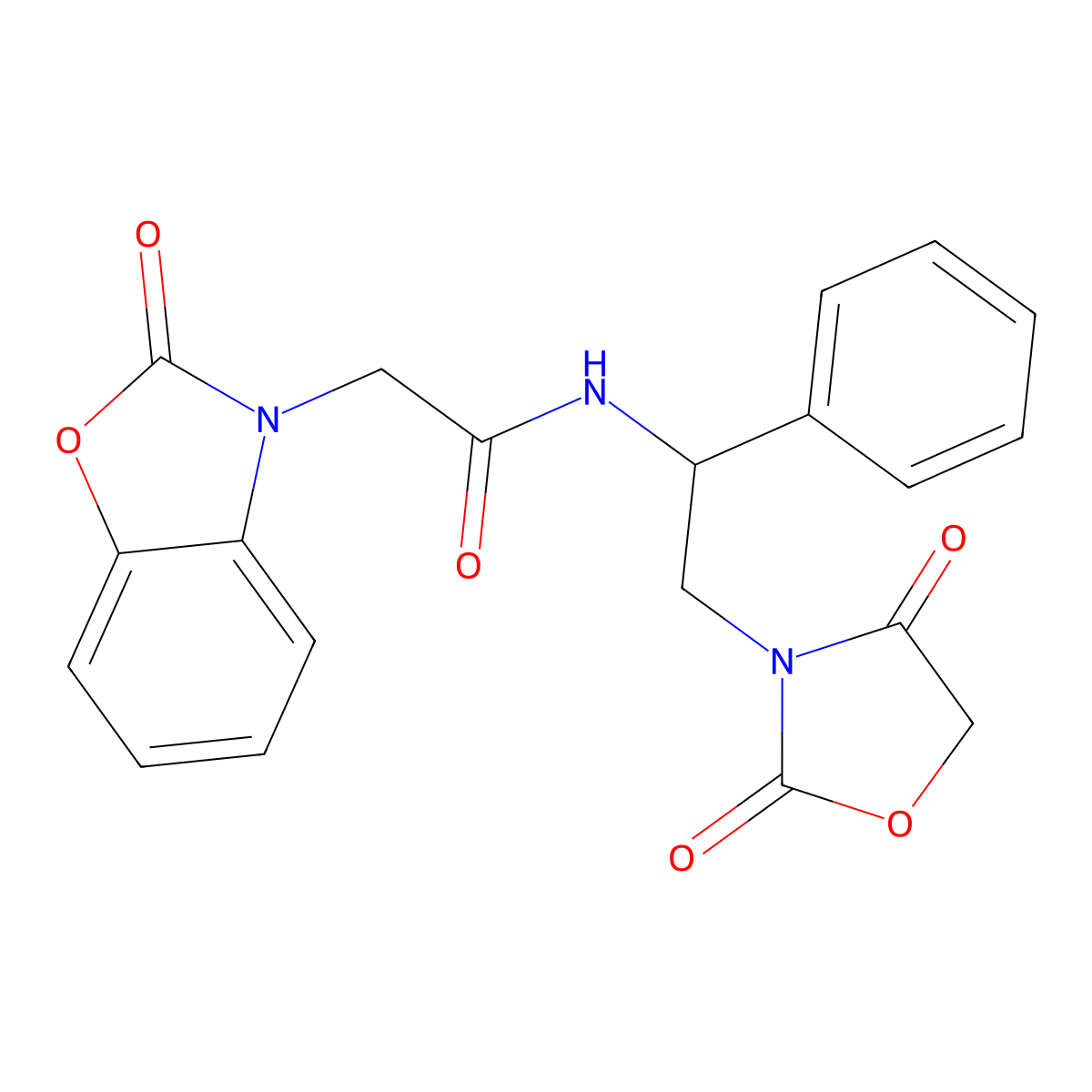 N-(2-(2,4-dioxooxazolidin-3-yl)-1-phenylethyl)-2-(2-oxobenzo[d]oxazol-3(2H)-yl)acetamide molecular structure, CAS 2034251-44-8