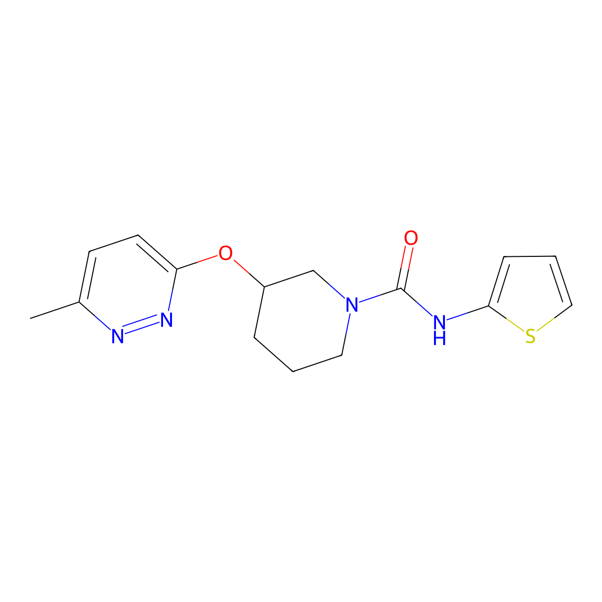3-((6-methylpyridazin-3-yl)oxy)-N-(thiophen-2-yl)piperidine-1-carboxamide molecular structure, CAS 2034251-45-9