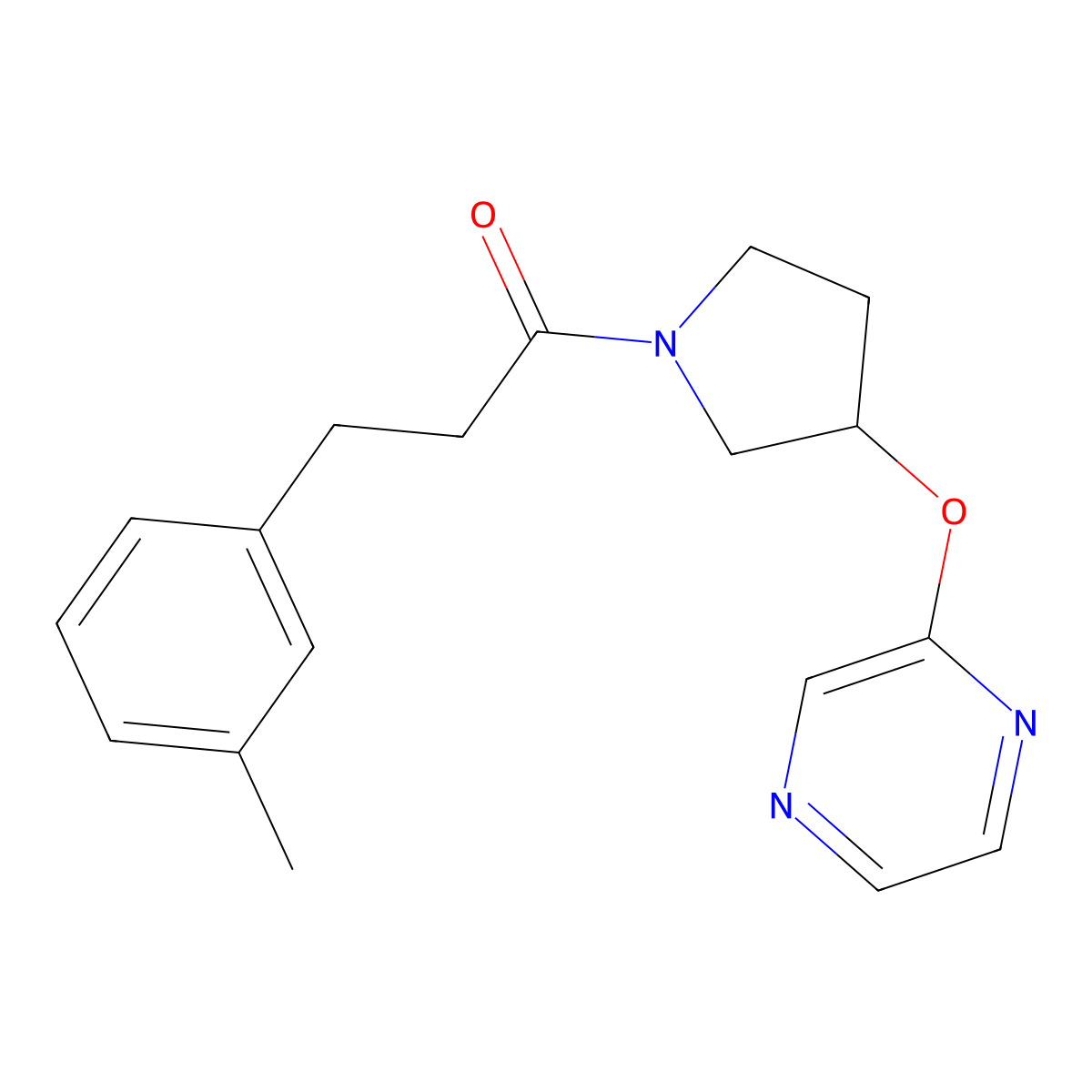 1-(3-(Pyrazin-2-yloxy)pyrrolidin-1-yl)-3-(m-tolyl)propan-1-one molecular structure, CAS 2034251-47-1
