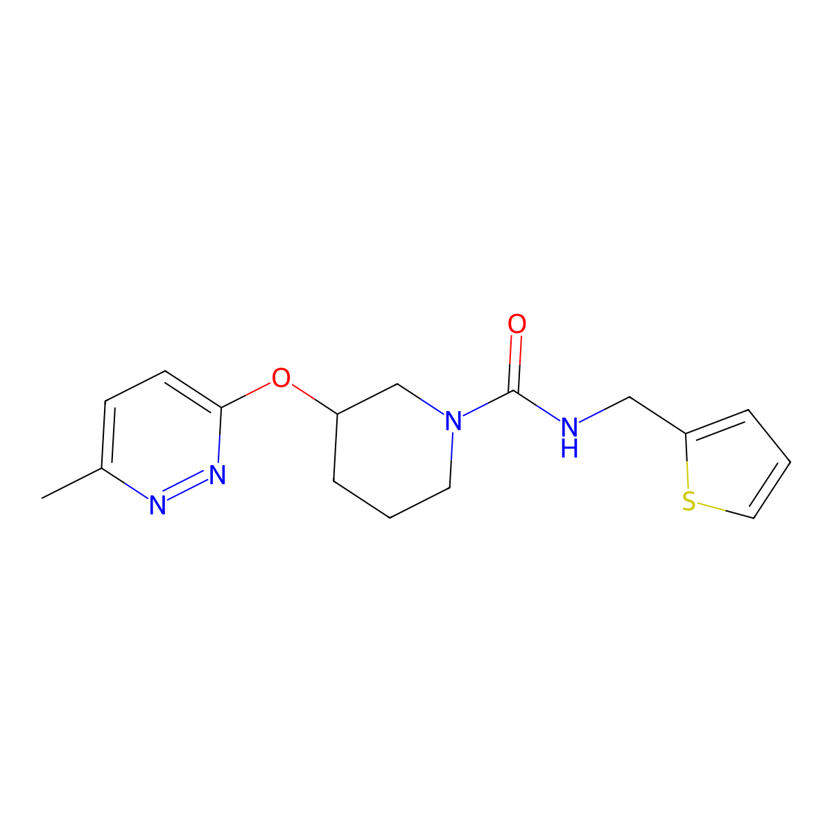 3-((6-methylpyridazin-3-yl)oxy)-N-(thiophen-2-ylmethyl)piperidine-1-carboxamide molecular structure, CAS 2034251-50-6