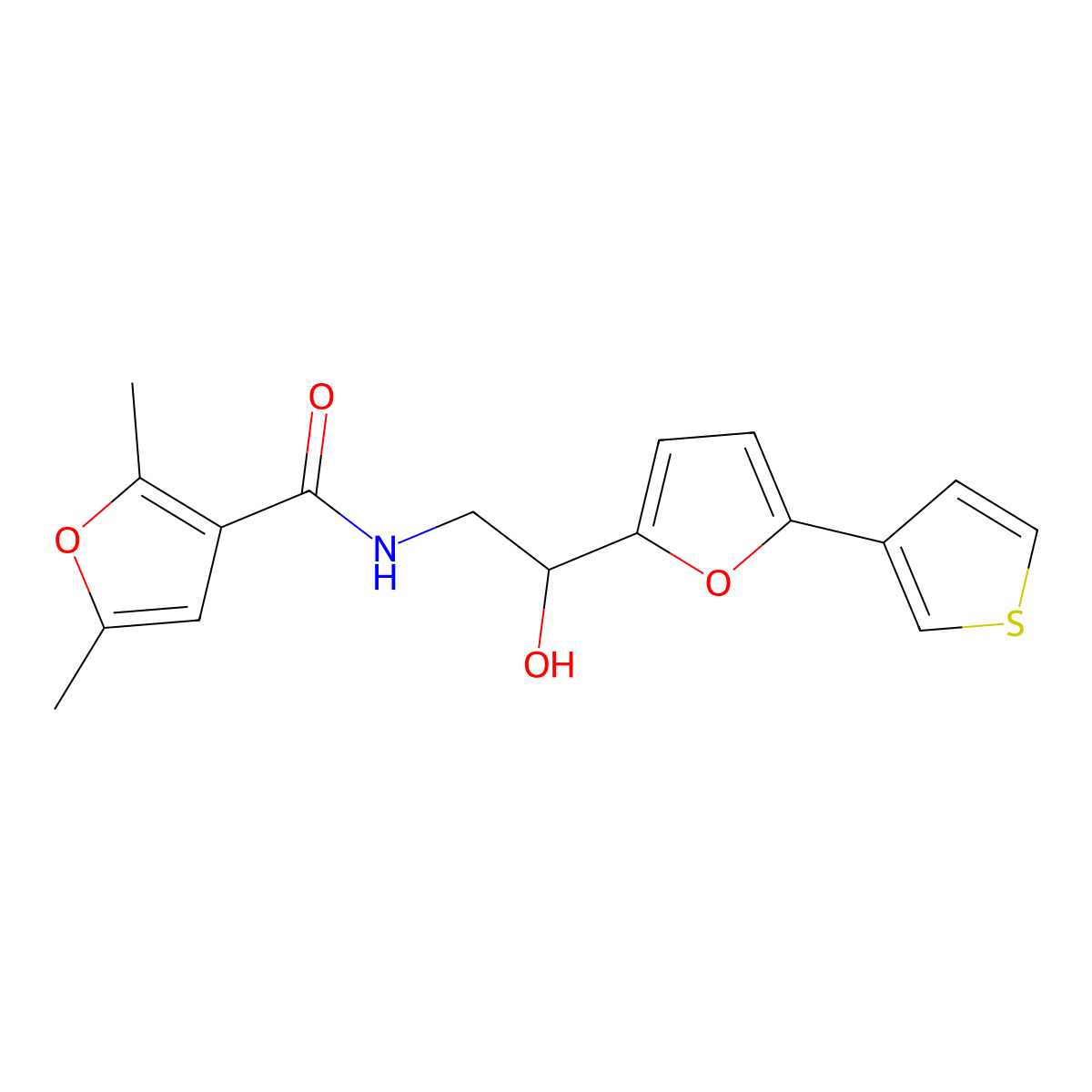 N-{2-hydroxy-2-[5-(thiophen-3-yl)furan-2-yl]ethyl}-2,5-dimethylfuran-3-carboxamide molecular structure, CAS 2034251-51-7