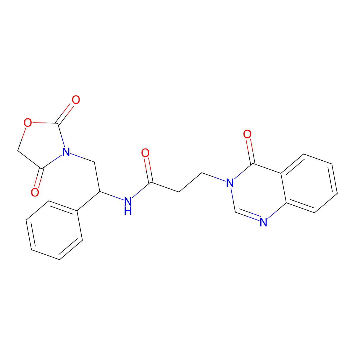 N-(2-(2,4-dioxooxazolidin-3-yl)-1-phenylethyl)-3-(4-oxoquinazolin-3(4H)-yl)propanamide molecular structure, CAS 2034251-52-8