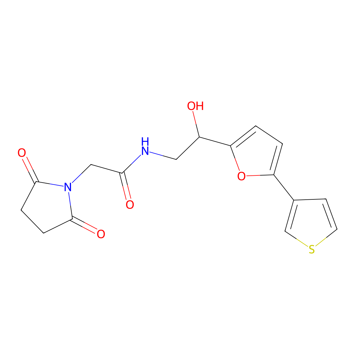 2-(2,5-dioxopyrrolidin-1-yl)-N-{2-hydroxy-2-[5-(thiophen-3-yl)furan-2-yl]ethyl}acetamide molecular structure, CAS 2034251-56-2