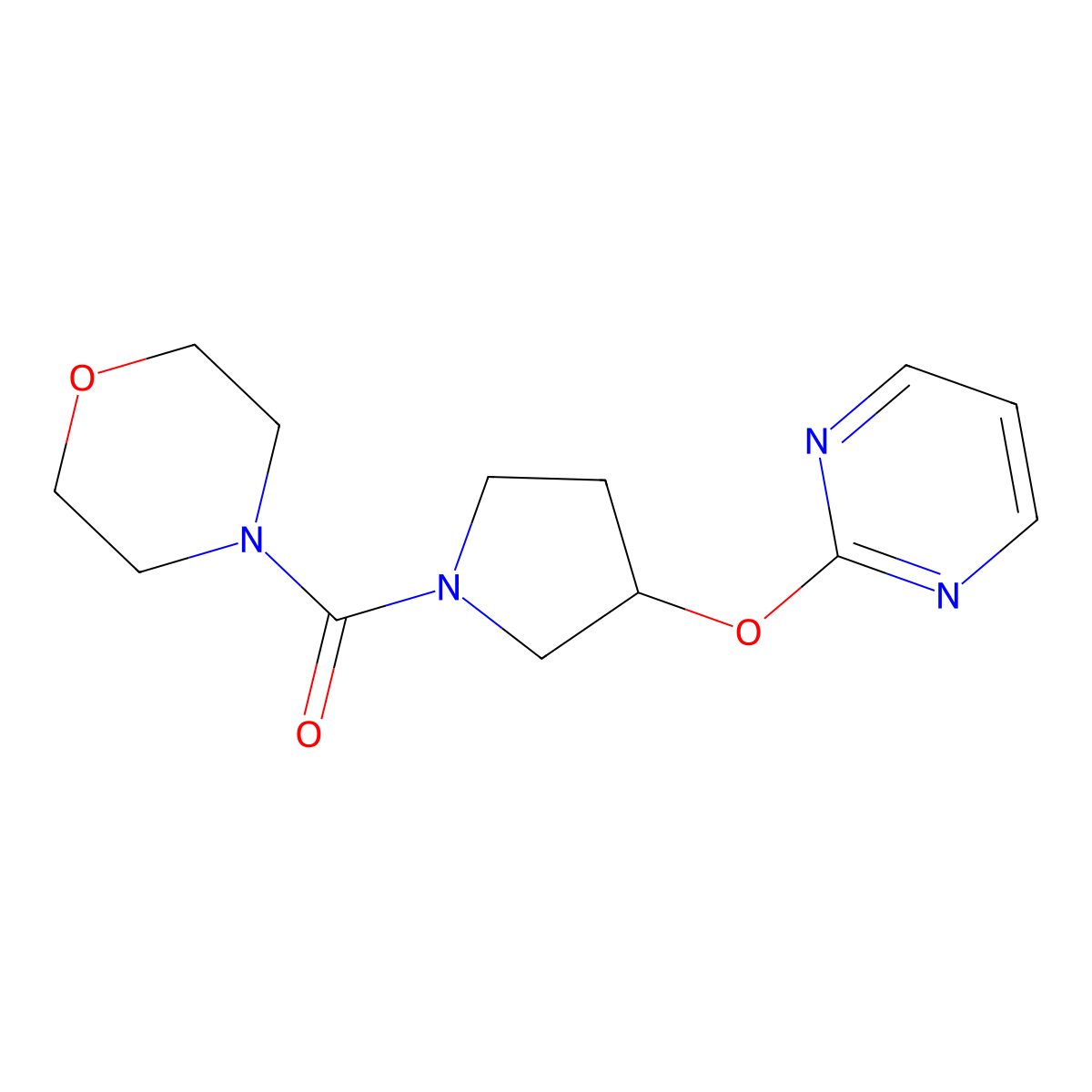 Morpholino(3-(pyrimidin-2-yloxy)pyrrolidin-1-yl)methanone molecular structure, CAS 2034251-58-4