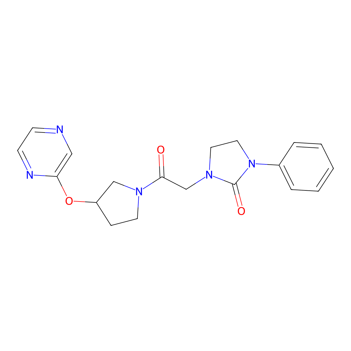 1-{2-Oxo-2-[3-(pyrazin-2-yloxy)pyrrolidin-1-yl]ethyl}-3-phenylimidazolidin-2-one molecular structure, CAS 2034251-61-9