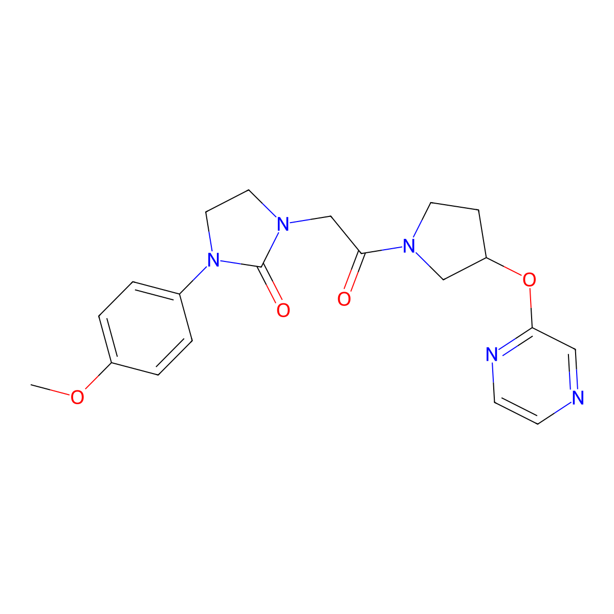1-(4-Methoxyphenyl)-3-{2-oxo-2-[3-(pyrazin-2-yloxy)pyrrolidin-1-yl]ethyl}imidazolidin-2-one molecular structure, CAS 2034251-68-6