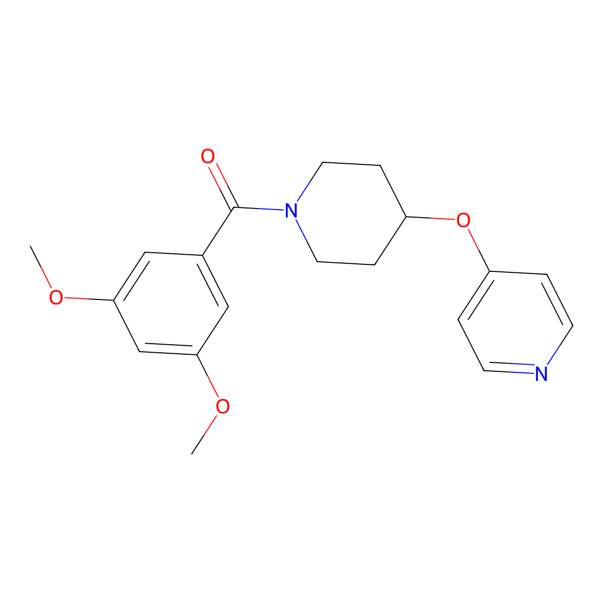 (3,5-Dimethoxyphenyl)(4-(pyridin-4-yloxy)piperidin-1-yl)methanone molecular structure, CAS 2034251-76-6