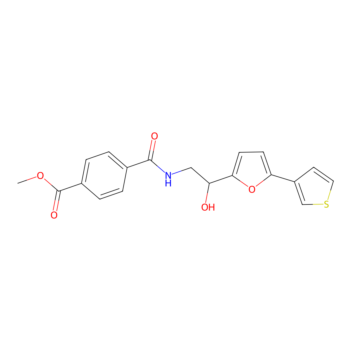 Methyl 4-({2-hydroxy-2-[5-(thiophen-3-yl)furan-2-yl]ethyl}carbamoyl)benzoate molecular structure, CAS 2034251-81-3