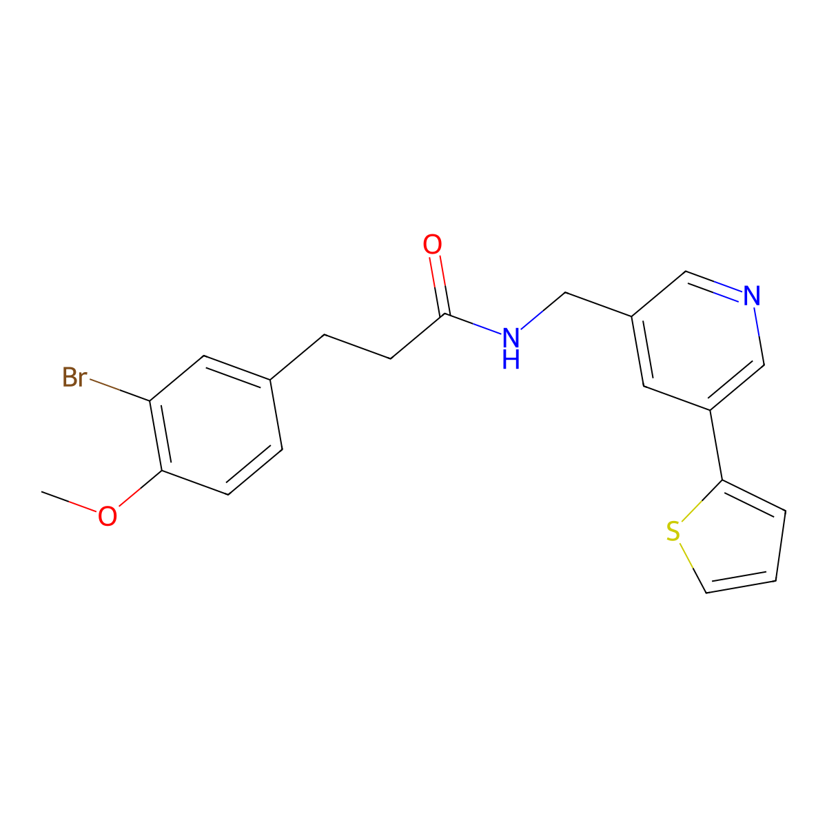 3-(3-bromo-4-methoxyphenyl)-N-((5-(thiophen-2-yl)pyridin-3-yl)methyl)propanamide molecular structure, CAS 2034251-88-0