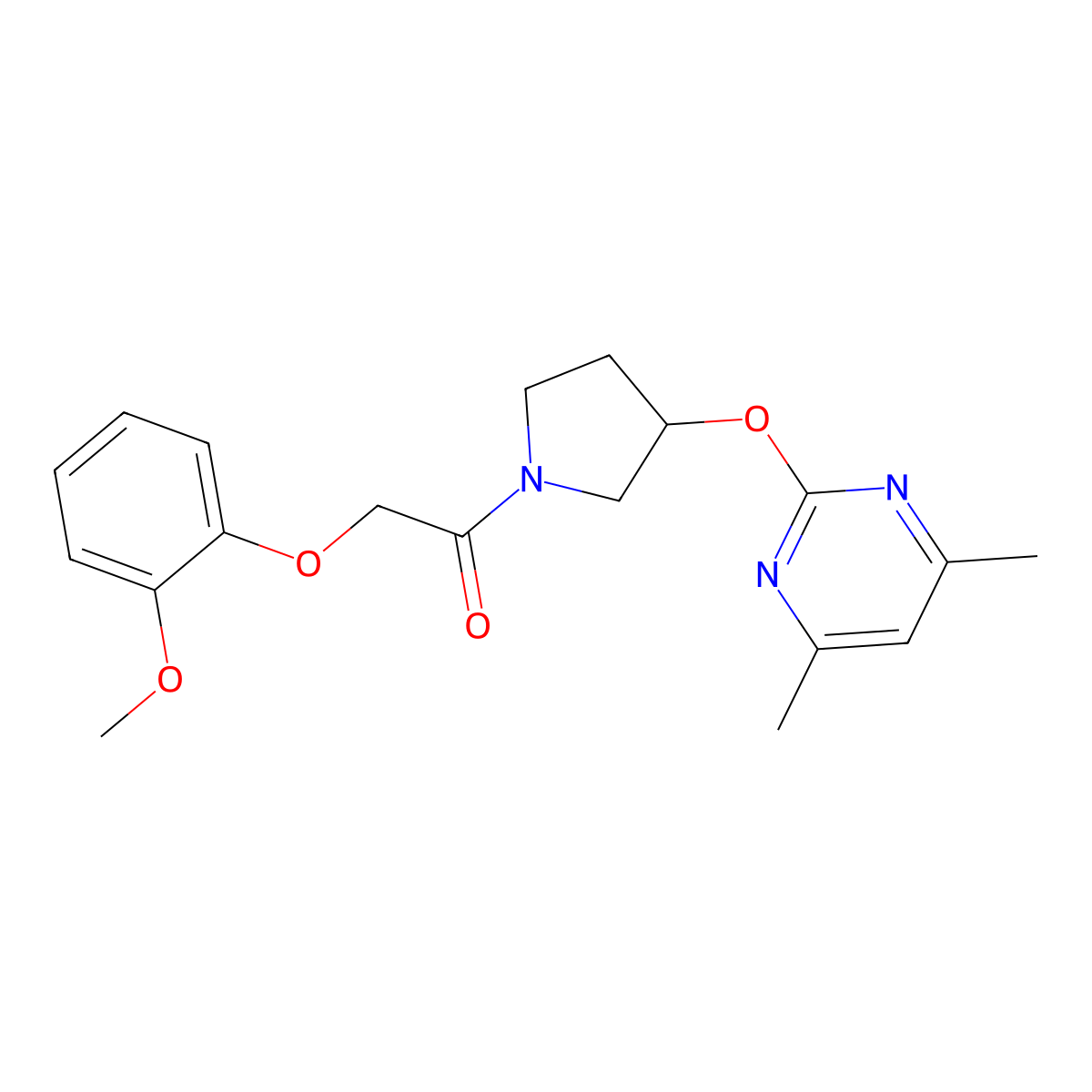 1-(3-((4,6-Dimethylpyrimidin-2-yl)oxy)pyrrolidin-1-yl)-2-(2-methoxyphenoxy)ethanone molecular structure, CAS 2034251-90-4