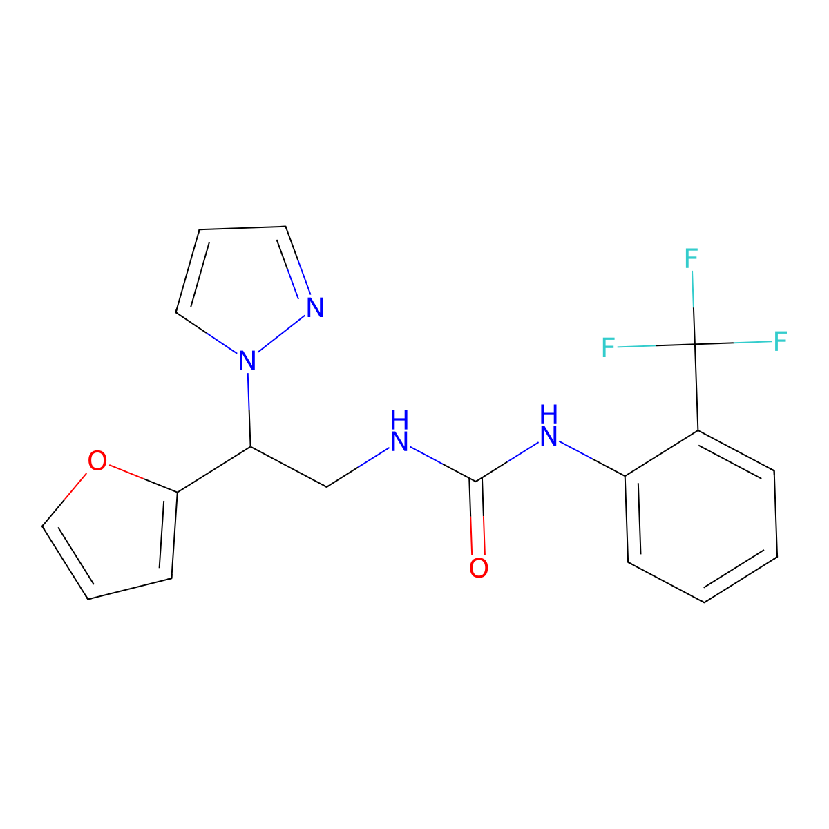 1-(2-(furan-2-yl)-2-(1H-pyrazol-1-yl)ethyl)-3-(2-(trifluoromethyl)phenyl)urea molecular structure, CAS 2034251-92-6