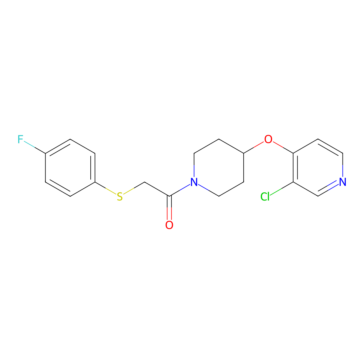 1-(4-((3-Chloropyridin-4-yl)oxy)piperidin-1-yl)-2-((4-fluorophenyl)thio)ethanone molecular structure, CAS 2034251-93-7