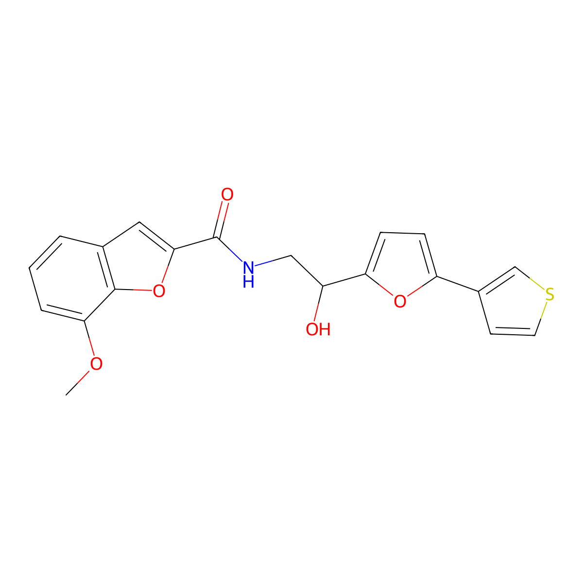 N-(2-hydroxy-2-(5-(thiophen-3-yl)furan-2-yl)ethyl)-7-methoxybenzofuran-2-carboxamide molecular structure, CAS 2034251-99-3