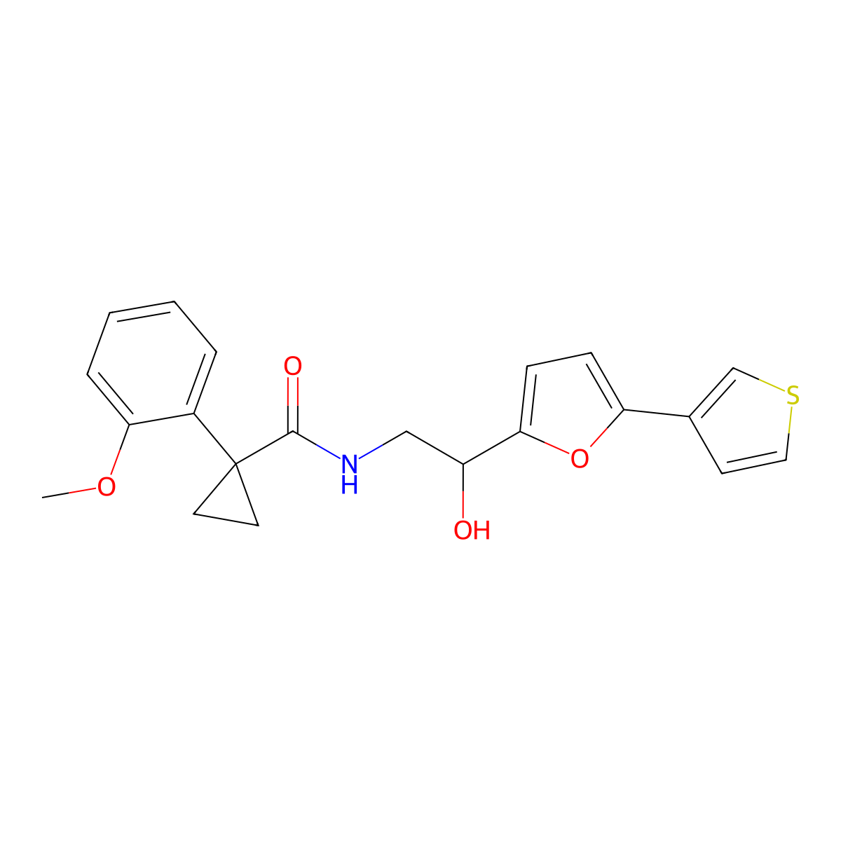 N-(2-hydroxy-2-(5-(thiophen-3-yl)furan-2-yl)ethyl)-1-(2-methoxyphenyl)cyclopropanecarboxamide molecular structure, CAS 2034252-07-6