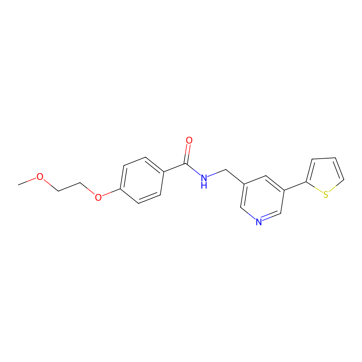 4-(2-methoxyethoxy)-N-{[5-(thiophen-2-yl)pyridin-3-yl]methyl}benzamide molecular structure, CAS 2034252-10-1