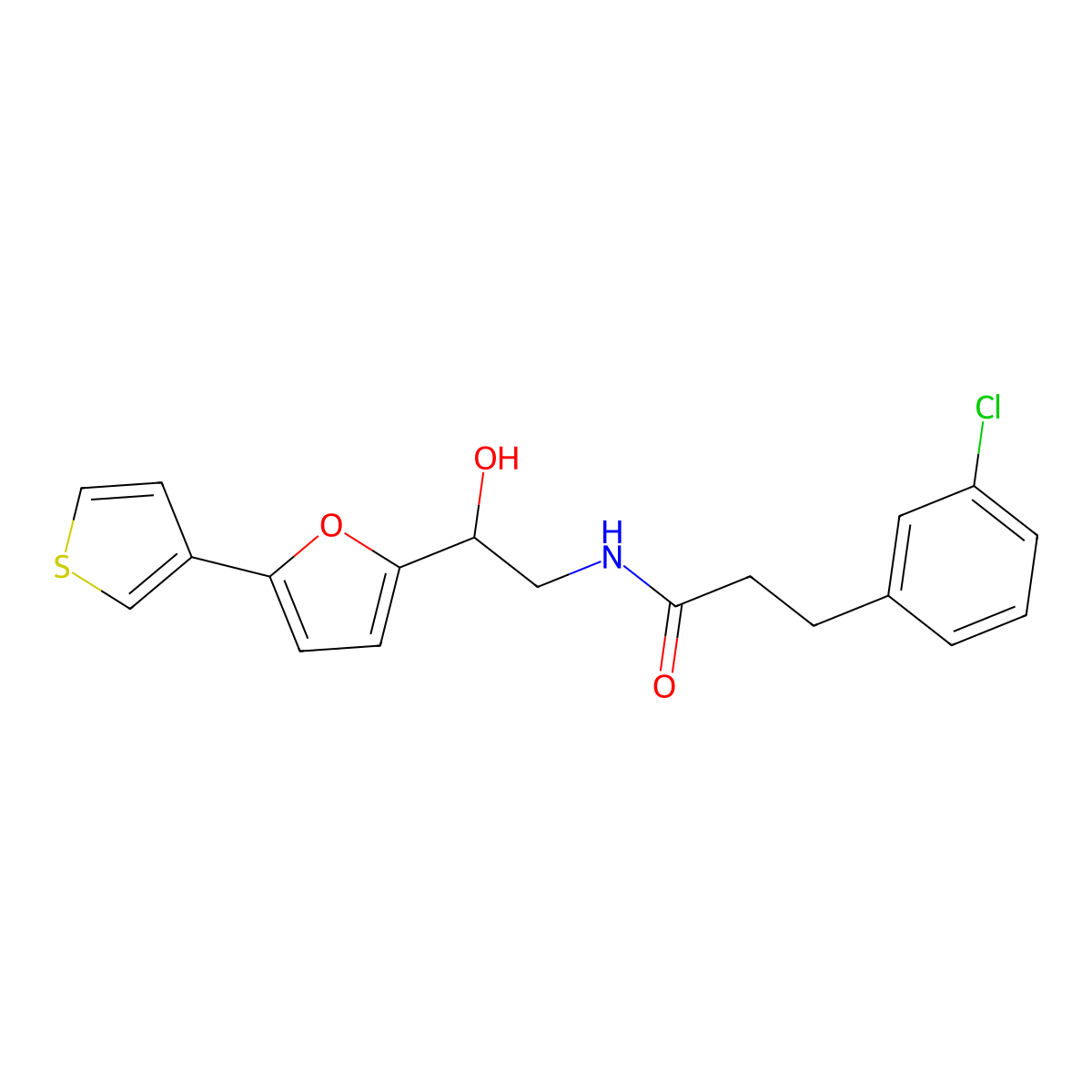 3-(3-chlorophenyl)-N-{2-hydroxy-2-[5-(thiophen-3-yl)furan-2-yl]ethyl}propanamide molecular structure, CAS 2034252-17-8