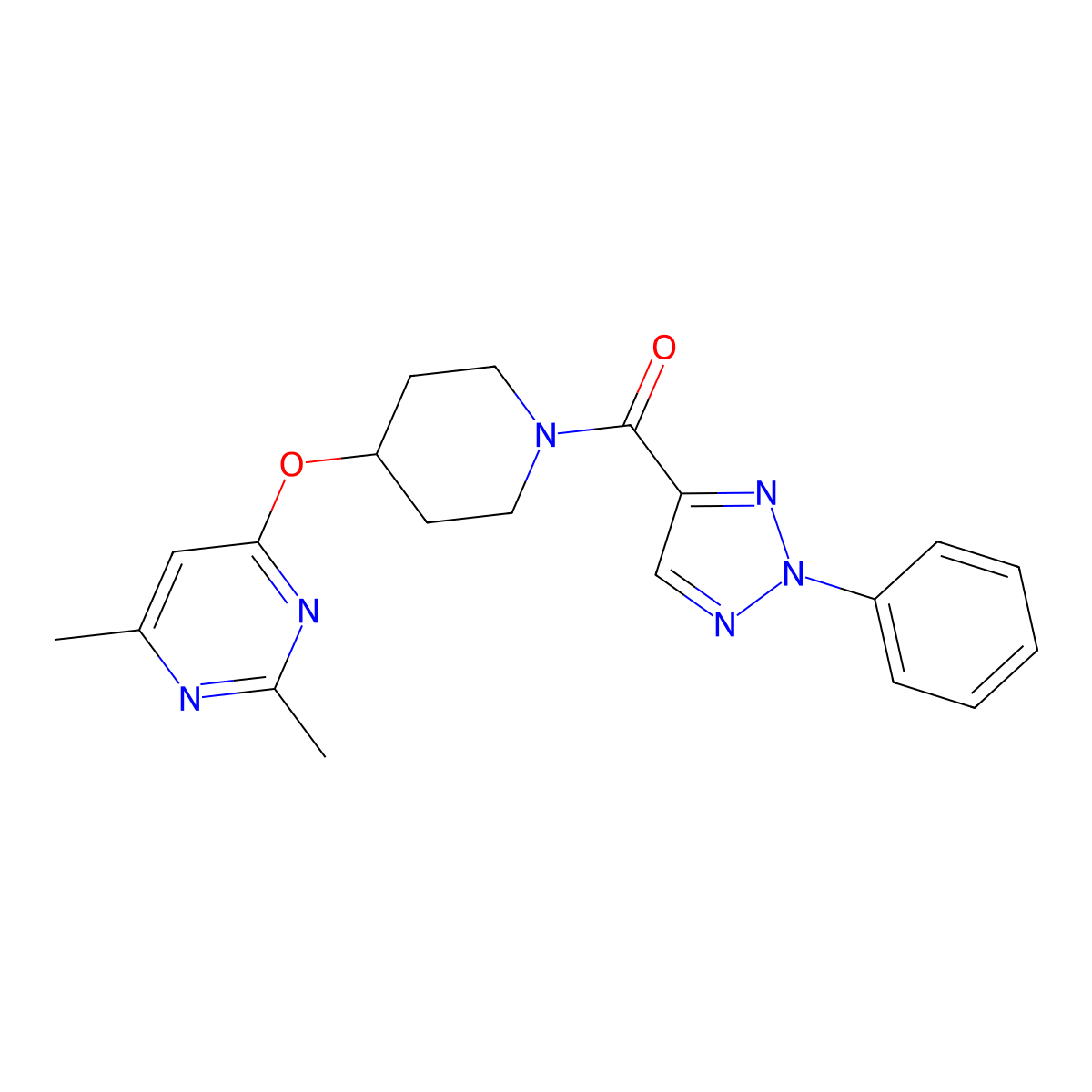 (4-((2,6-dimethylpyrimidin-4-yl)oxy)piperidin-1-yl)(2-phenyl-2H-1,2,3-triazol-4-yl)methanone molecular structure, CAS 2034252-24-7