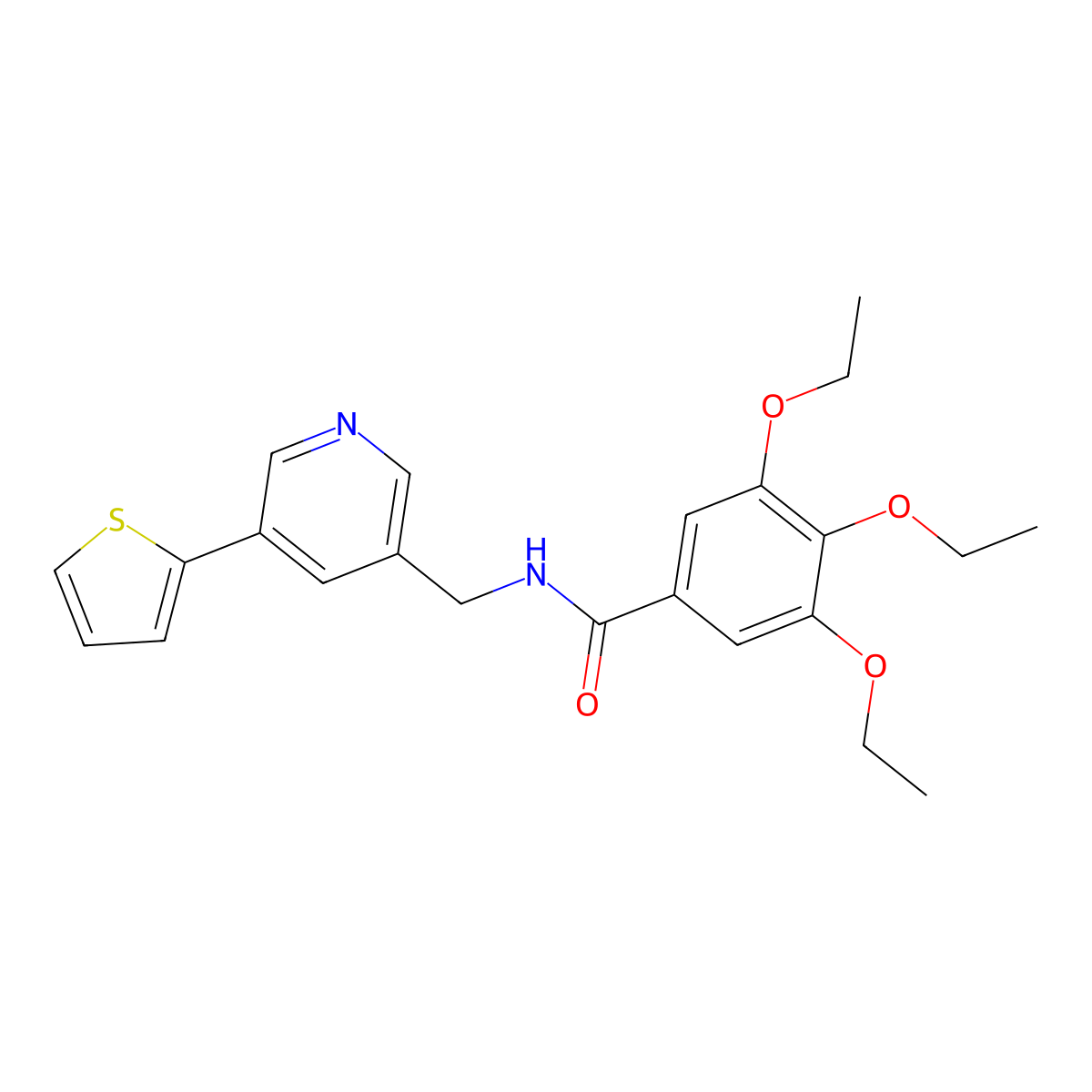 3,4,5-triethoxy-N-((5-(thiophen-2-yl)pyridin-3-yl)methyl)benzamide molecular structure, CAS 2034252-36-1