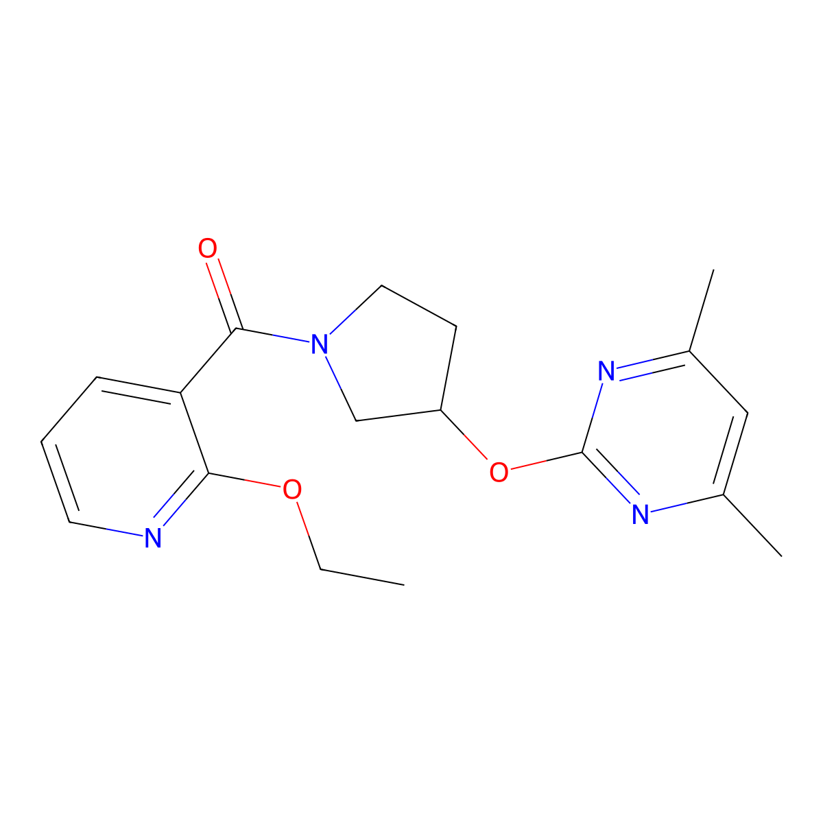 (3-((4,6-Dimethylpyrimidin-2-yl)oxy)pyrrolidin-1-yl)(2-ethoxypyridin-3-yl)methanone molecular structure, CAS 2034252-37-2