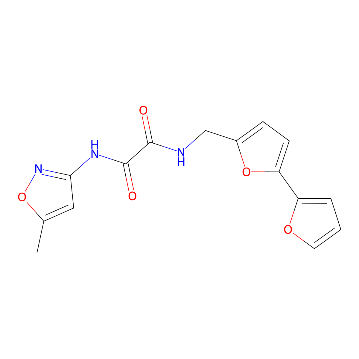 N-({[2,2'-bifuran]-5-yl}methyl)-N'-(5-methyl-1,2-oxazol-3-yl)ethanediamide molecular structure, CAS 2034252-41-8