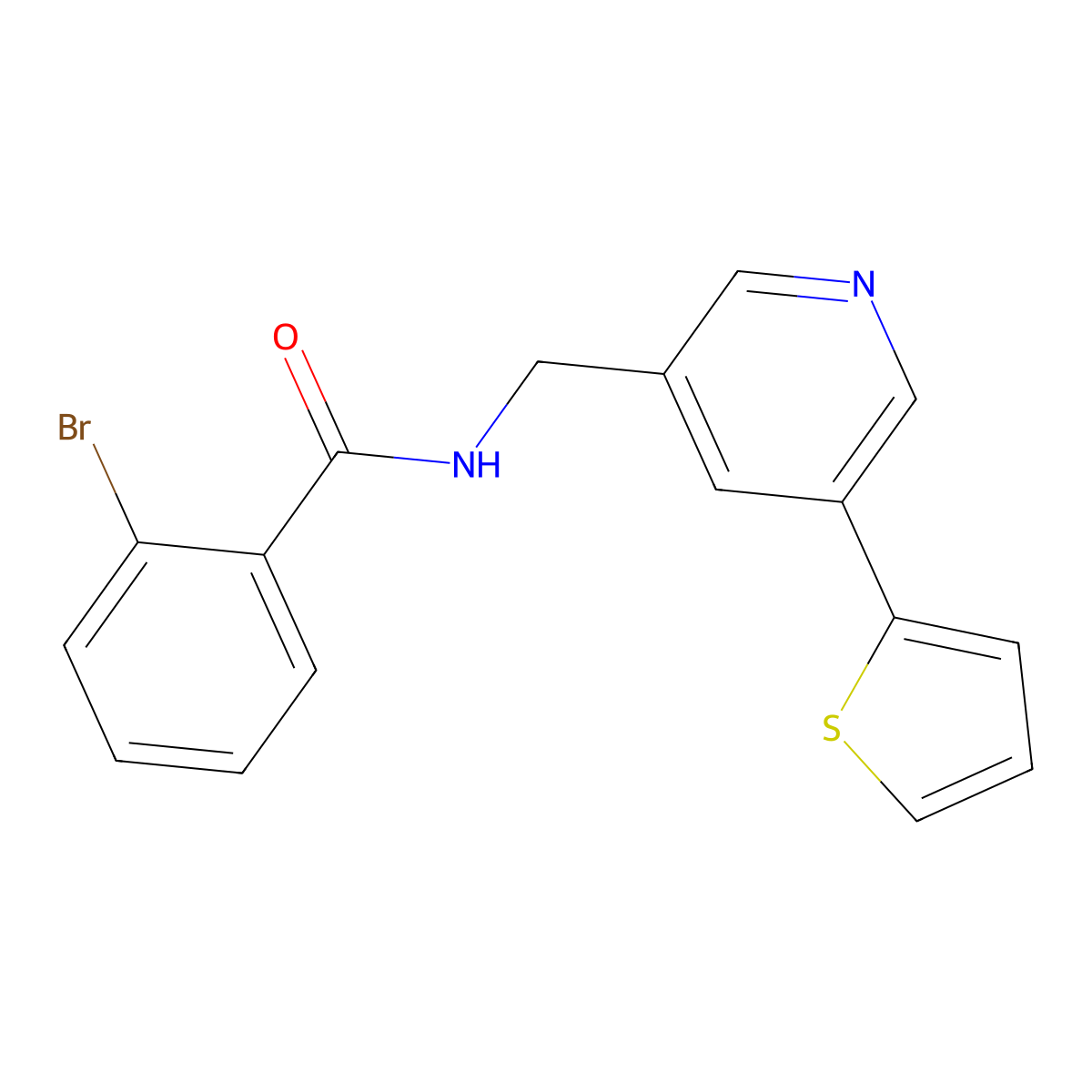 2-bromo-N-{[5-(thiophen-2-yl)pyridin-3-yl]methyl}benzamide molecular structure, CAS 2034252-47-4
