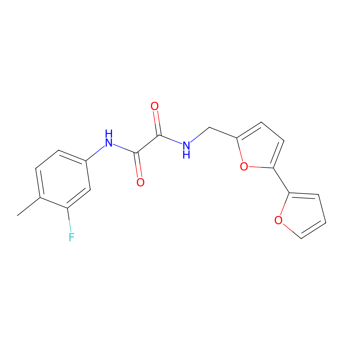 N-({[2,2'-bifuran]-5-yl}methyl)-N'-(3-fluoro-4-methylphenyl)ethanediamide molecular structure, CAS 2034252-48-5