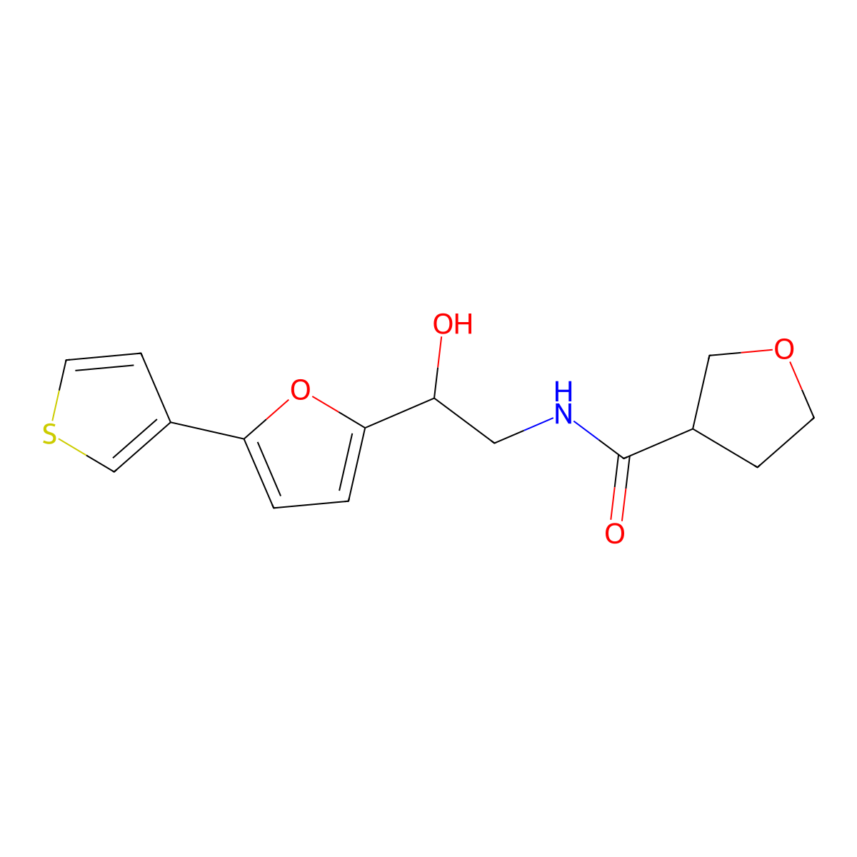 N-(2-hydroxy-2-(5-(thiophen-3-yl)furan-2-yl)ethyl)tetrahydrofuran-3-carboxamide molecular structure, CAS 2034252-51-0
