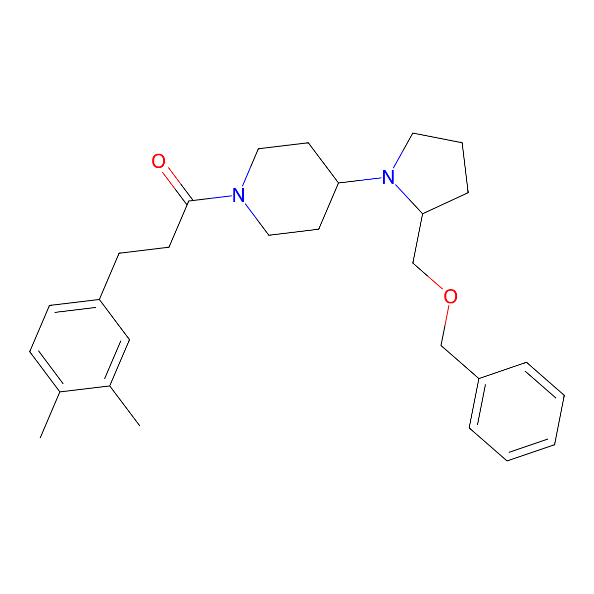 1-(4-(2-((Benzyloxy)methyl)pyrrolidin-1-yl)piperidin-1-yl)-3-(3,4-dimethylphenyl)propan-1-one molecular structure, CAS 2034252-52-1