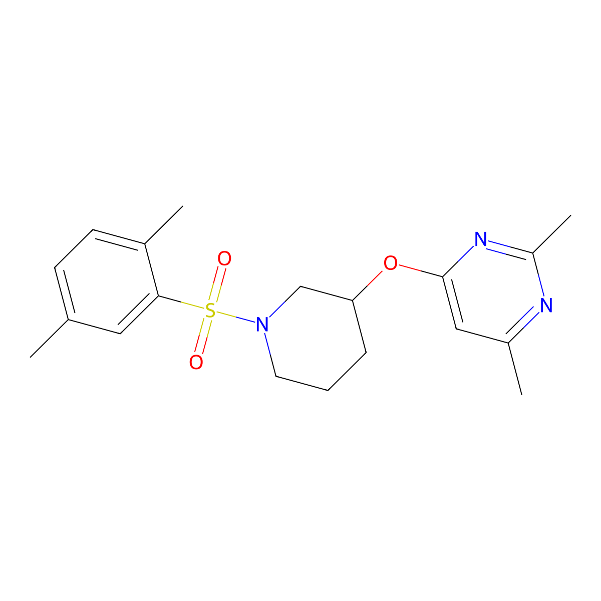 4-((1-((2,5-Dimethylphenyl)sulfonyl)piperidin-3-yl)oxy)-2,6-dimethylpyrimidine molecular structure, CAS 2034252-53-2