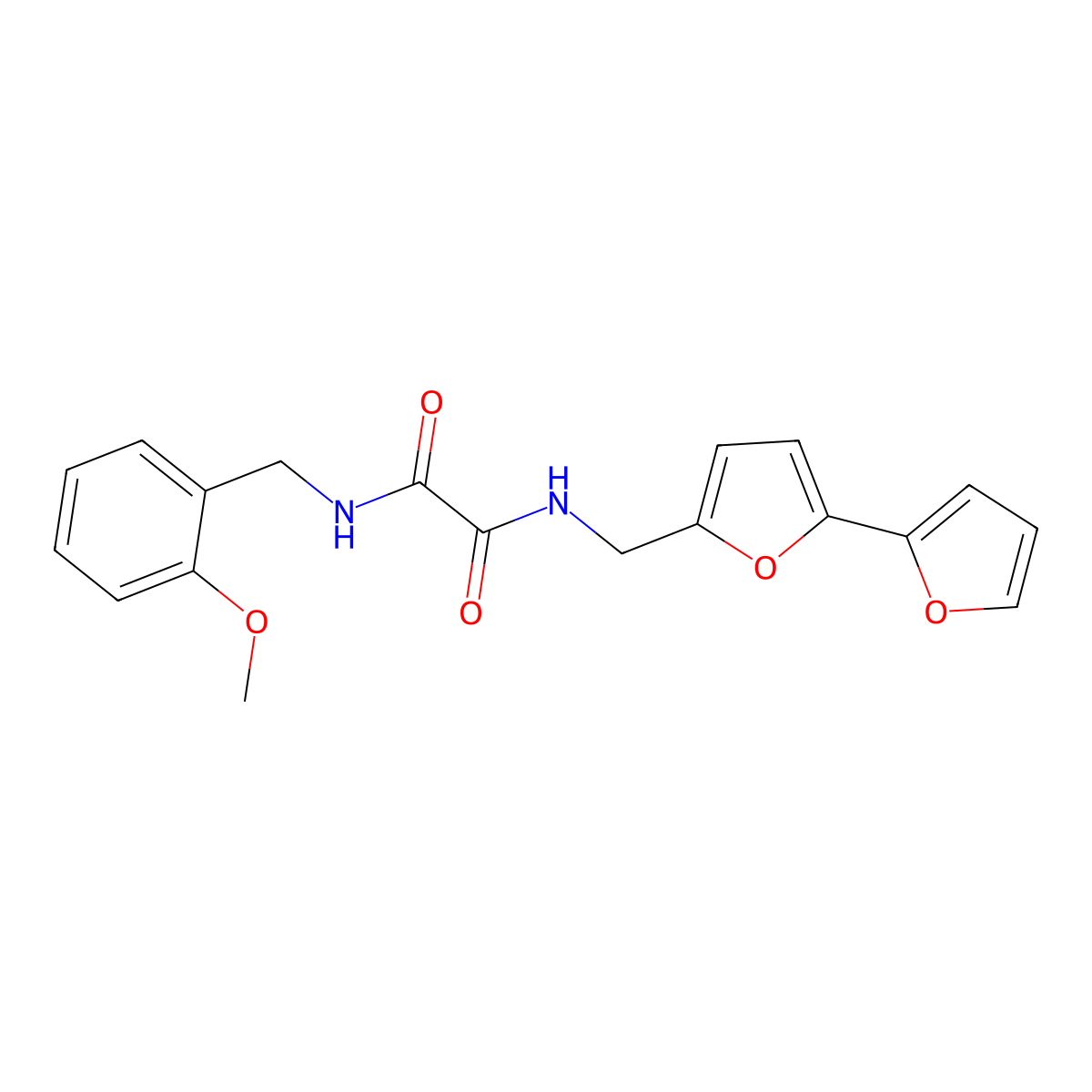 N1-([2,2'-bifuran]-5-ylmethyl)-N2-(2-methoxybenzyl)oxalamide molecular structure, CAS 2034252-57-6