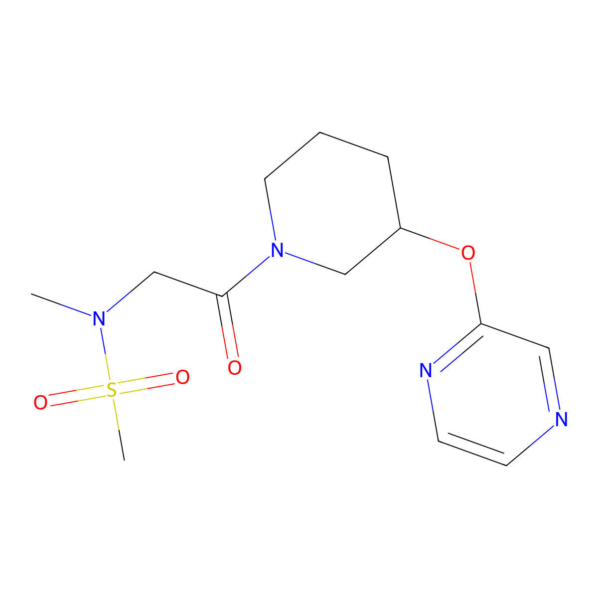 N-methyl-N-{2-oxo-2-[3-(pyrazin-2-yloxy)piperidin-1-yl]ethyl}methanesulfonamide molecular structure, CAS 2034252-58-7