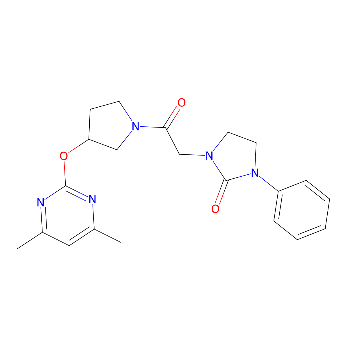 1-(2-(3-((4,6-Dimethylpyrimidin-2-yl)oxy)pyrrolidin-1-yl)-2-oxoethyl)-3-phenylimidazolidin-2-one molecular structure, CAS 2034252-72-5