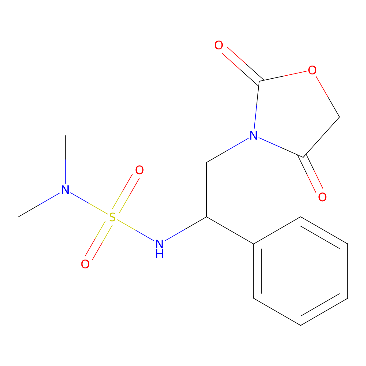 3-{2-[(Dimethylsulfamoyl)amino]-2-phenylethyl}-1,3-oxazolidine-2,4-dione molecular structure, CAS 2034252-80-5