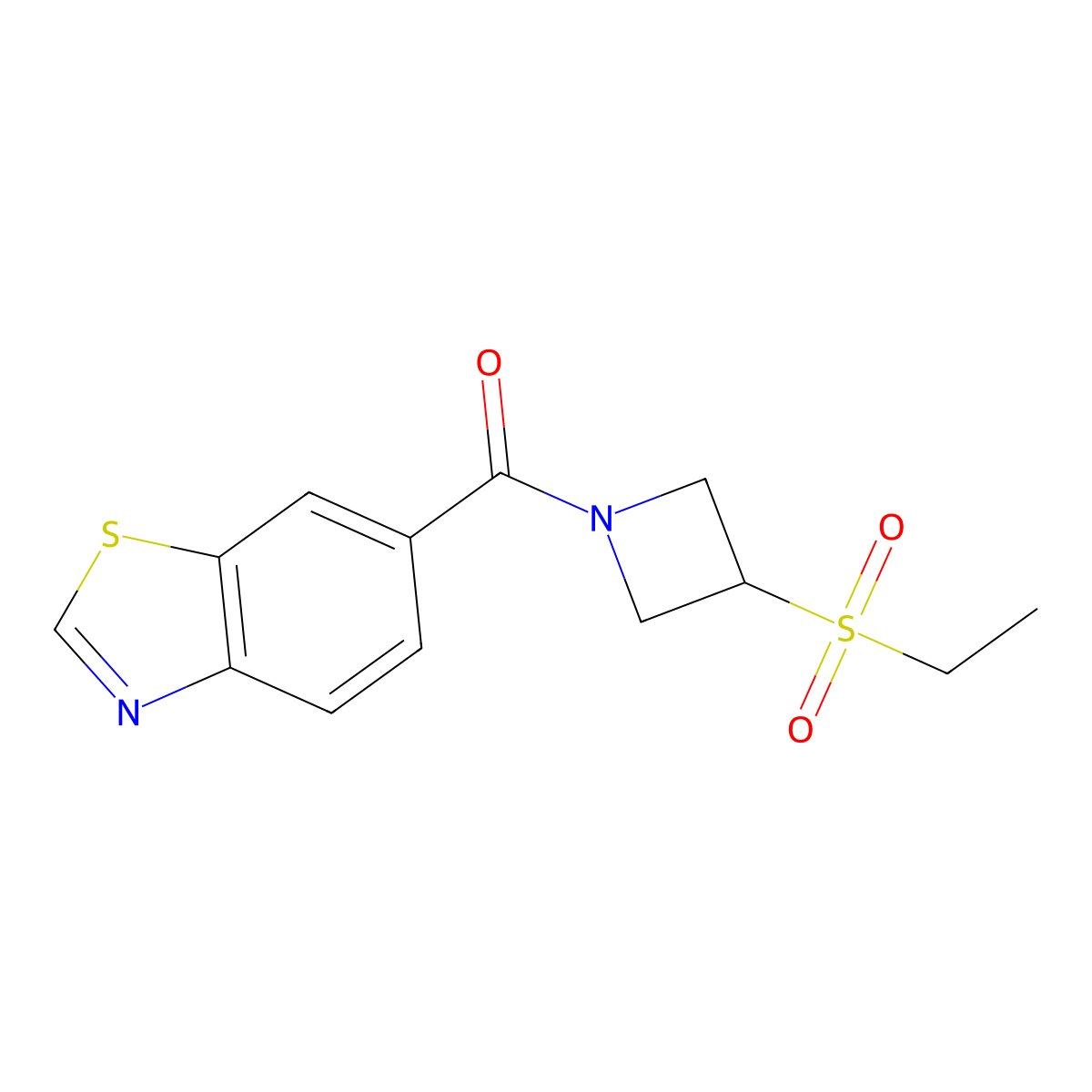 Benzo[d]thiazol-6-yl(3-(ethylsulfonyl)azetidin-1-yl)methanone molecular structure, CAS 2034252-83-8