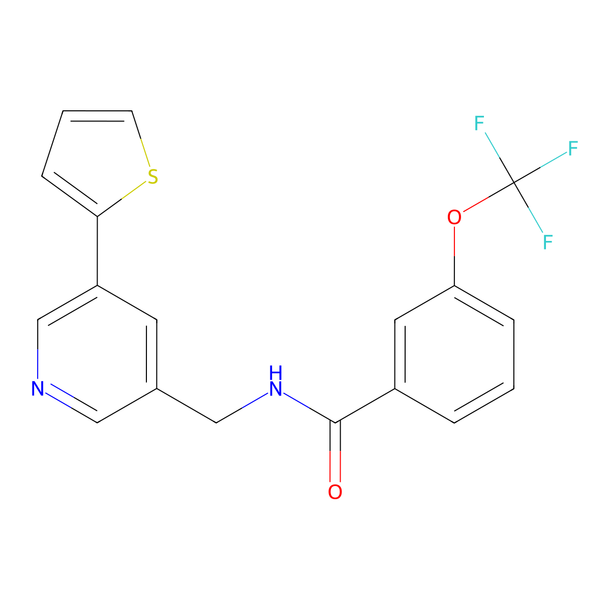 N-((5-(thiophen-2-yl)pyridin-3-yl)methyl)-3-(trifluoromethoxy)benzamide molecular structure, CAS 2034252-87-2