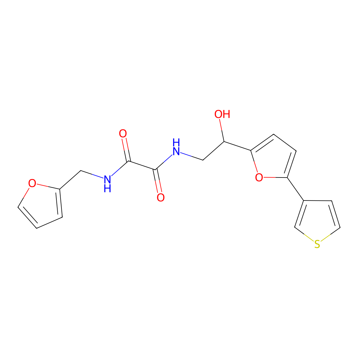 N1-(furan-2-ylmethyl)-N2-(2-hydroxy-2-(5-(thiophen-3-yl)furan-2-yl)ethyl)oxalamide molecular structure, CAS 2034252-92-9